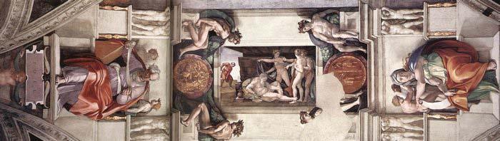 Michelangelo Buonarroti The first bay of the ceiling France oil painting art